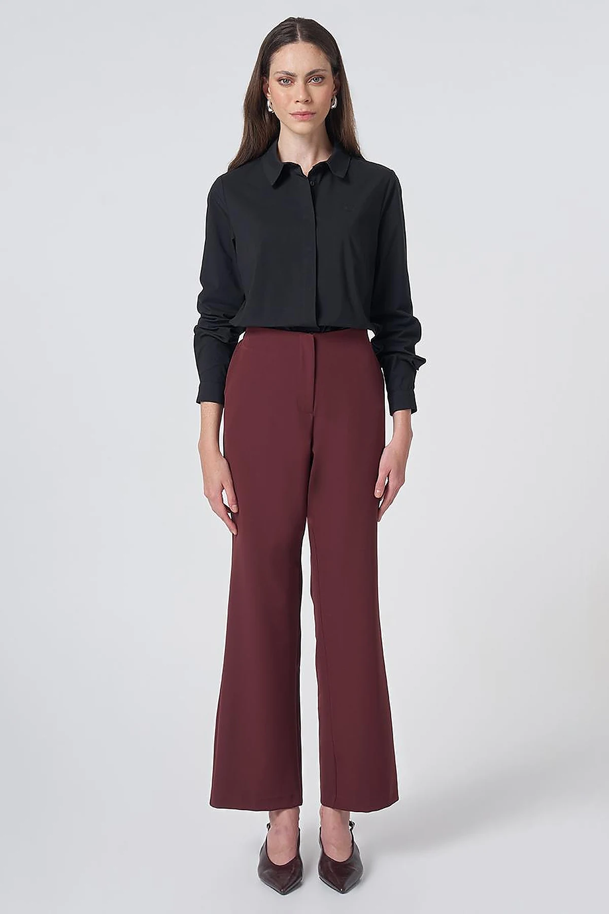 Basic Fabric Trousers - Burgundy