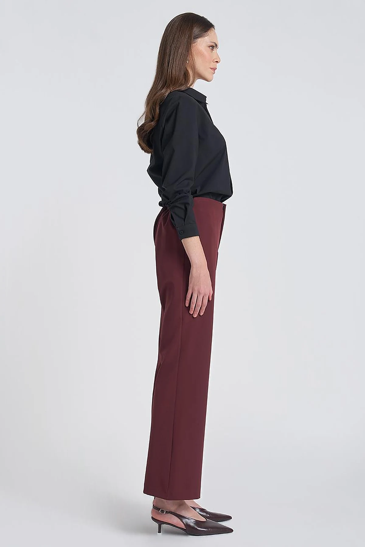 Basic Fabric Trousers - Burgundy