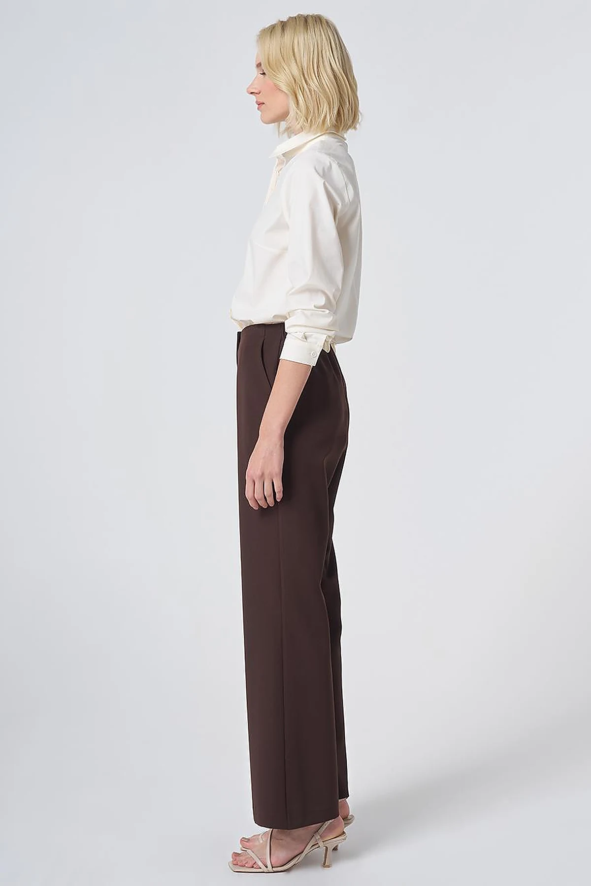 Basic Kumaş Pantolon Koyu Kahve