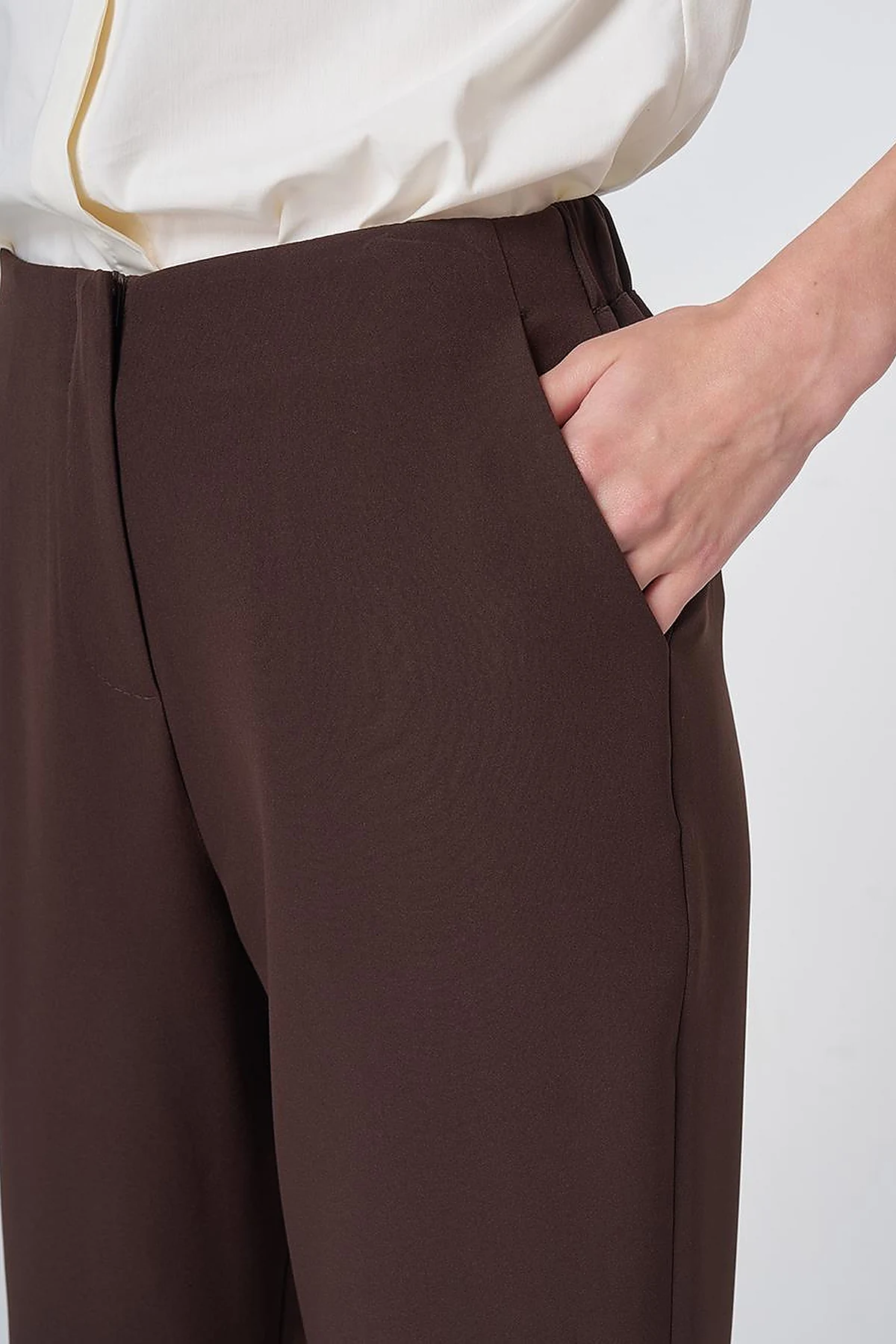 Basic Kumaş Pantolon Koyu Kahve