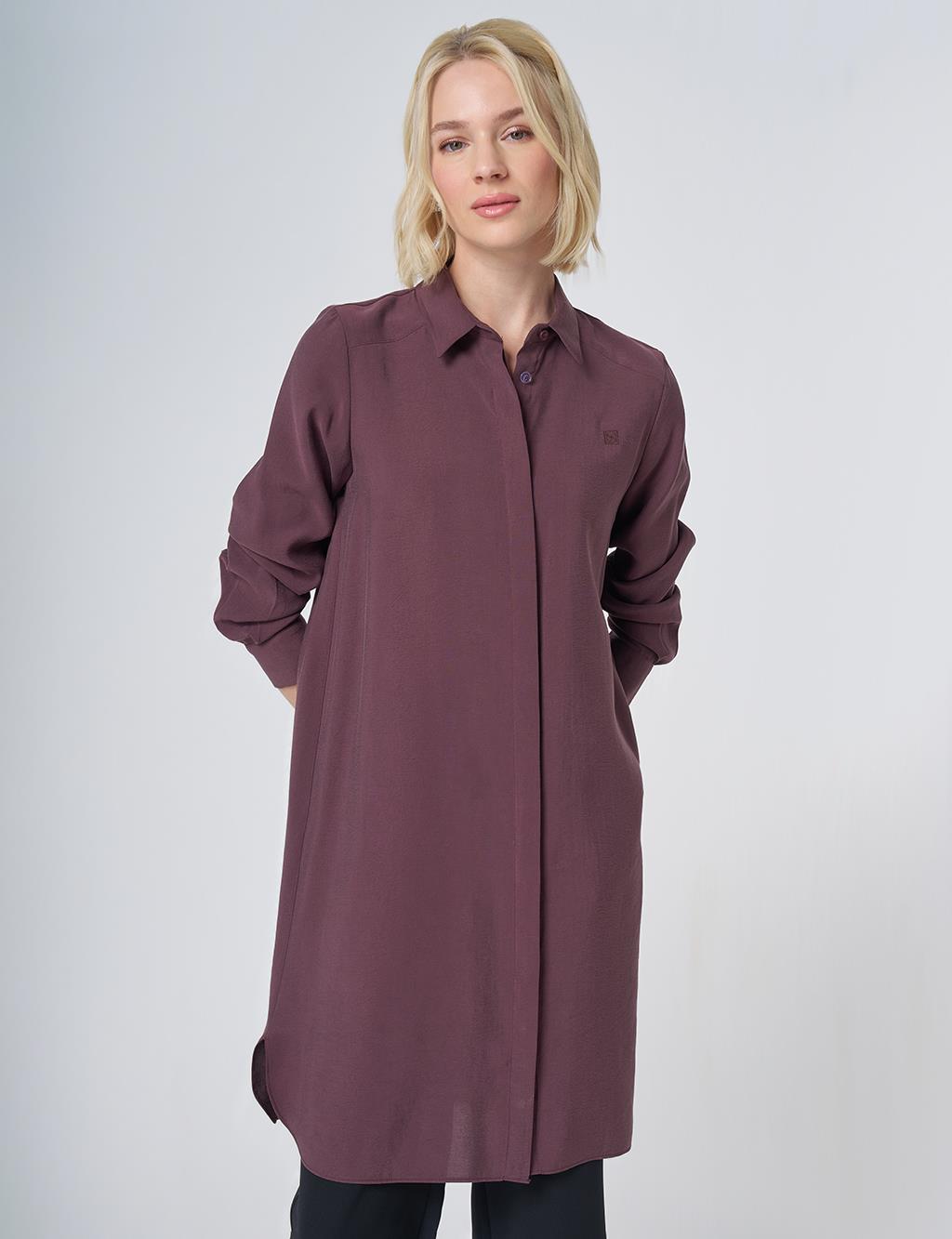 Hidden Placket Basic Modal Tunic – Burgundy