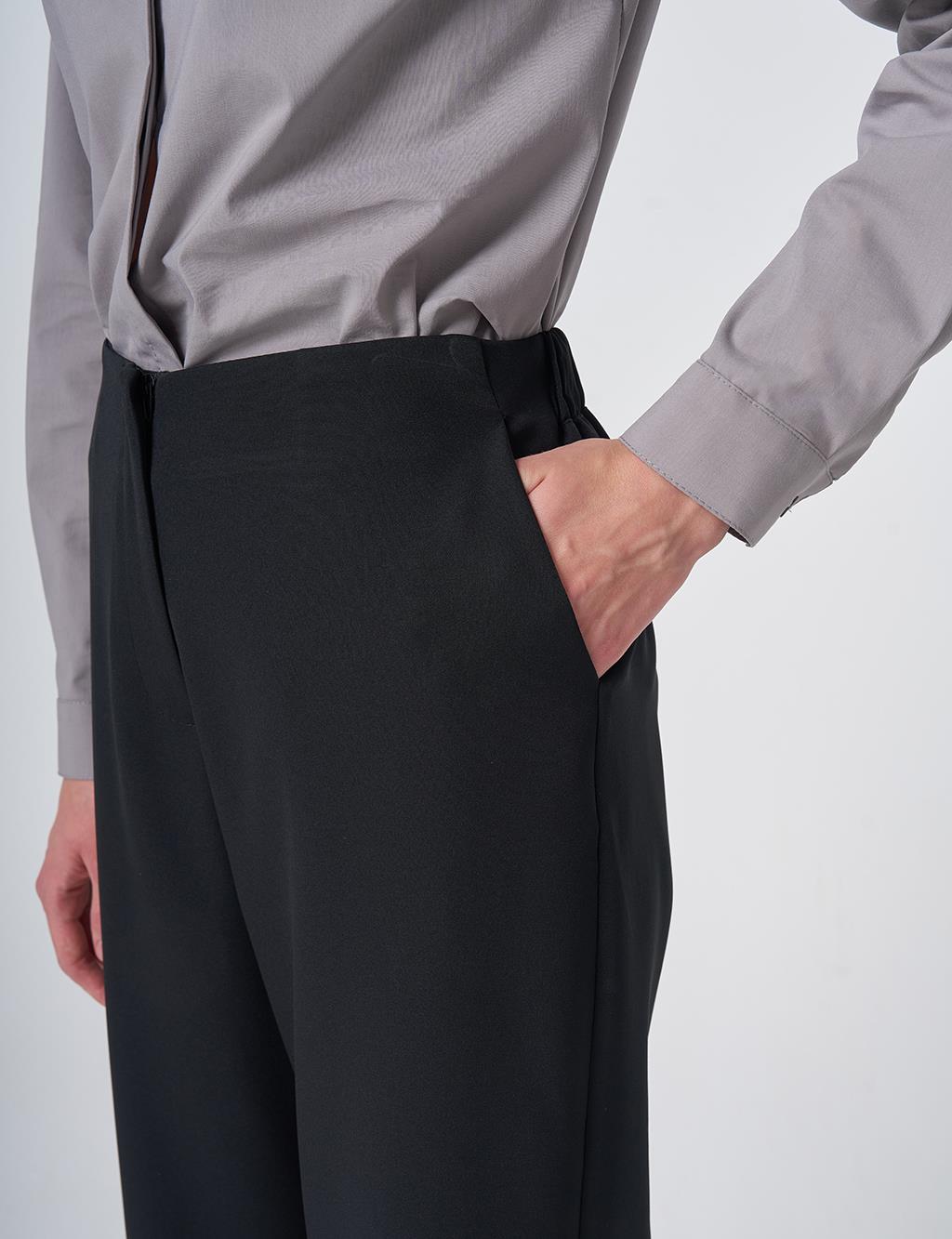 Basic Fabric Trousers - Black