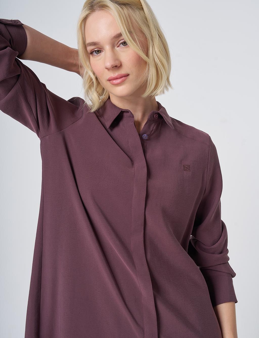 Hidden Placket Basic Modal Tunic – Burgundy