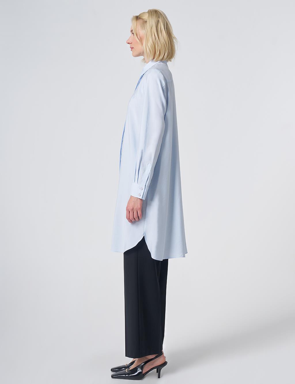 Hidden Placket Basic Modal Tunic – Blue
