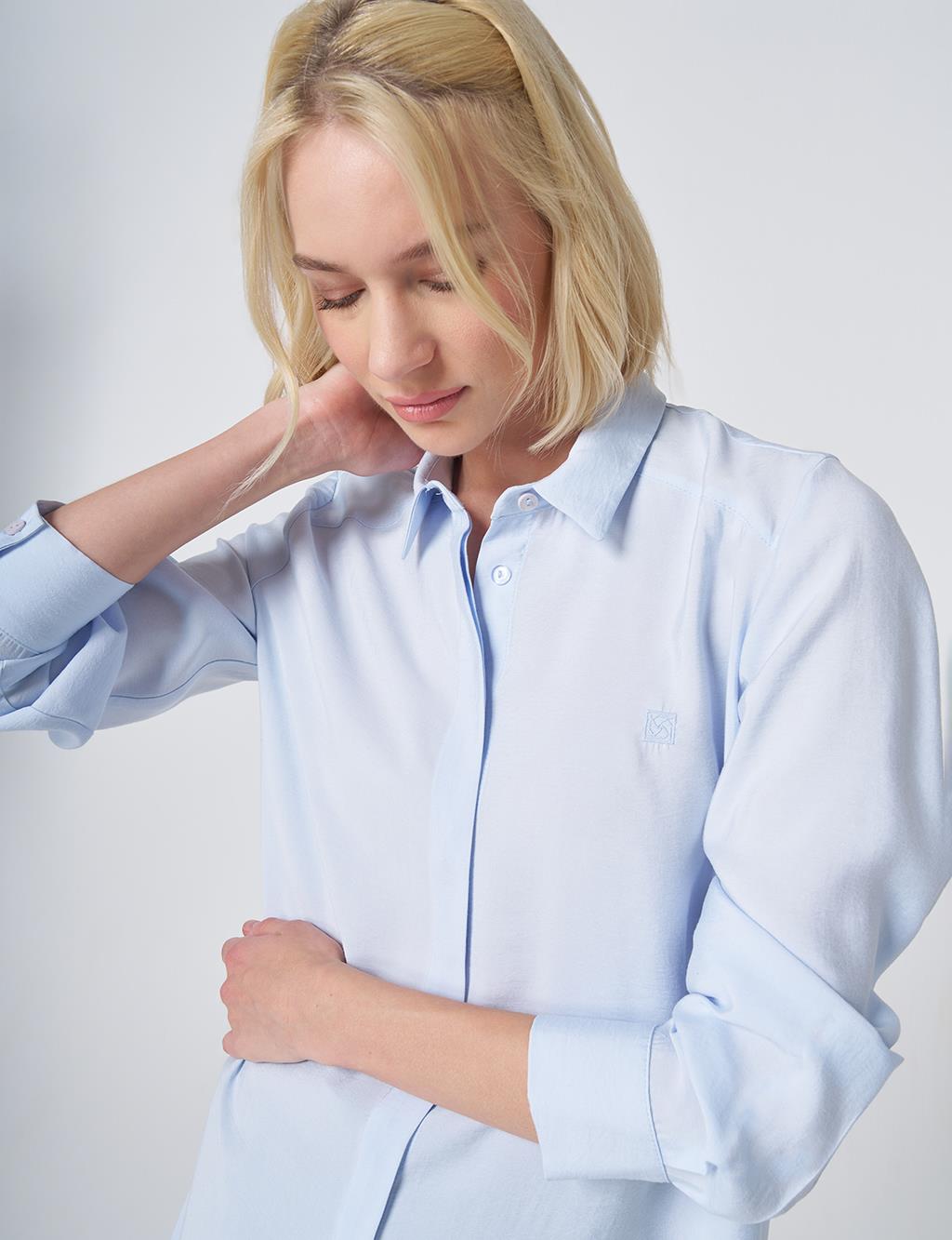 Hidden Placket Basic Modal Tunic – Blue