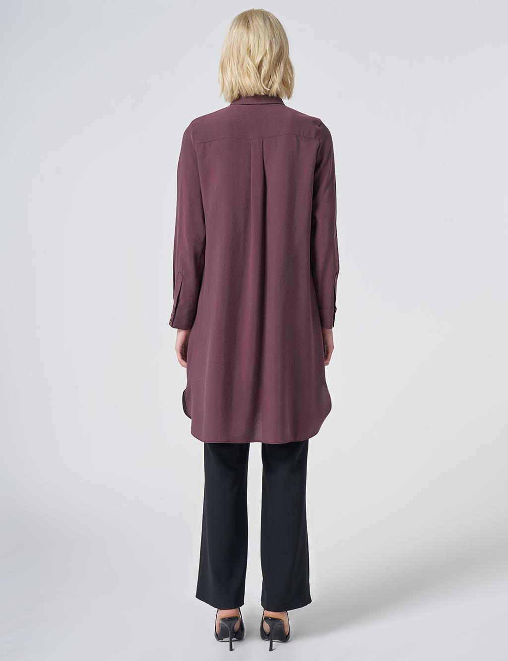 Hidden Placket Basic Modal Tunic – Burgundy