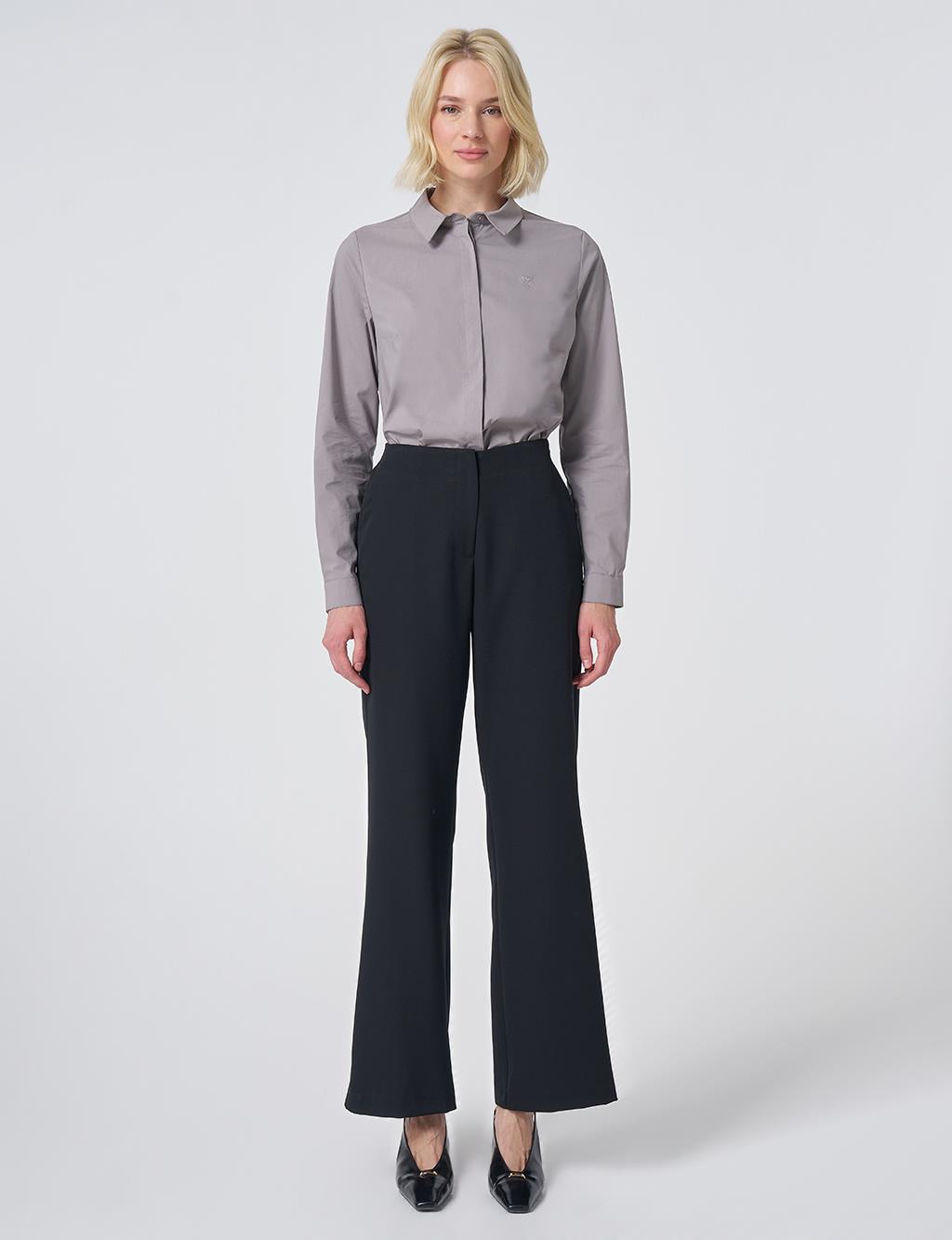Basic Fabric Trousers - Black