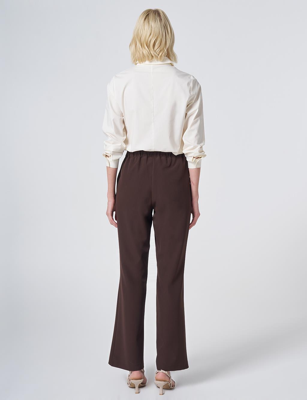 Basic Fabric Trousers - Dark Brown