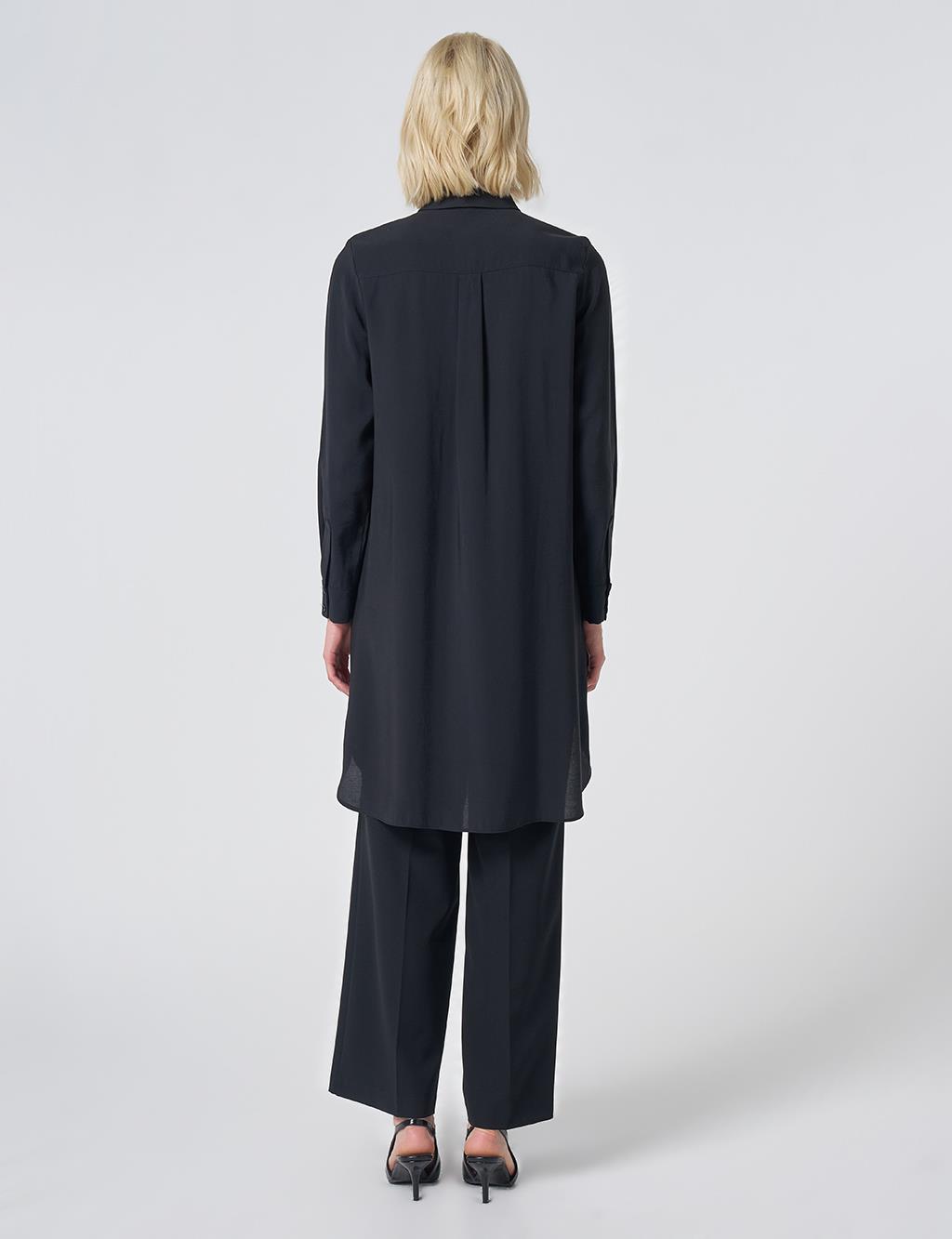 Hidden Placket Basic Modal Tunic – Black