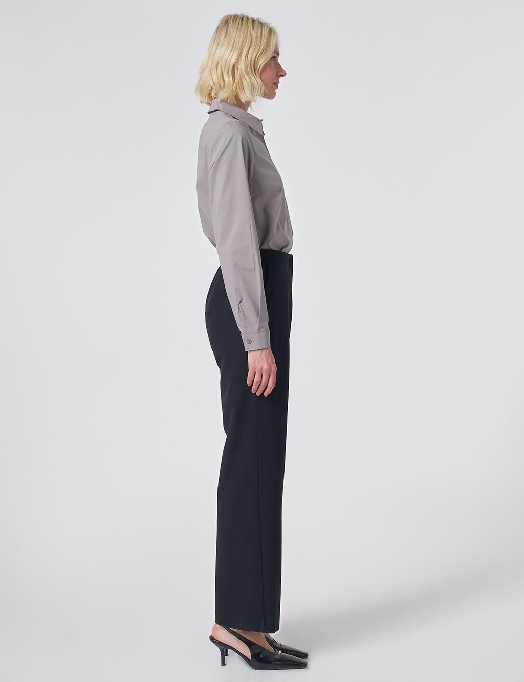 Basic Fabric Trousers - Black