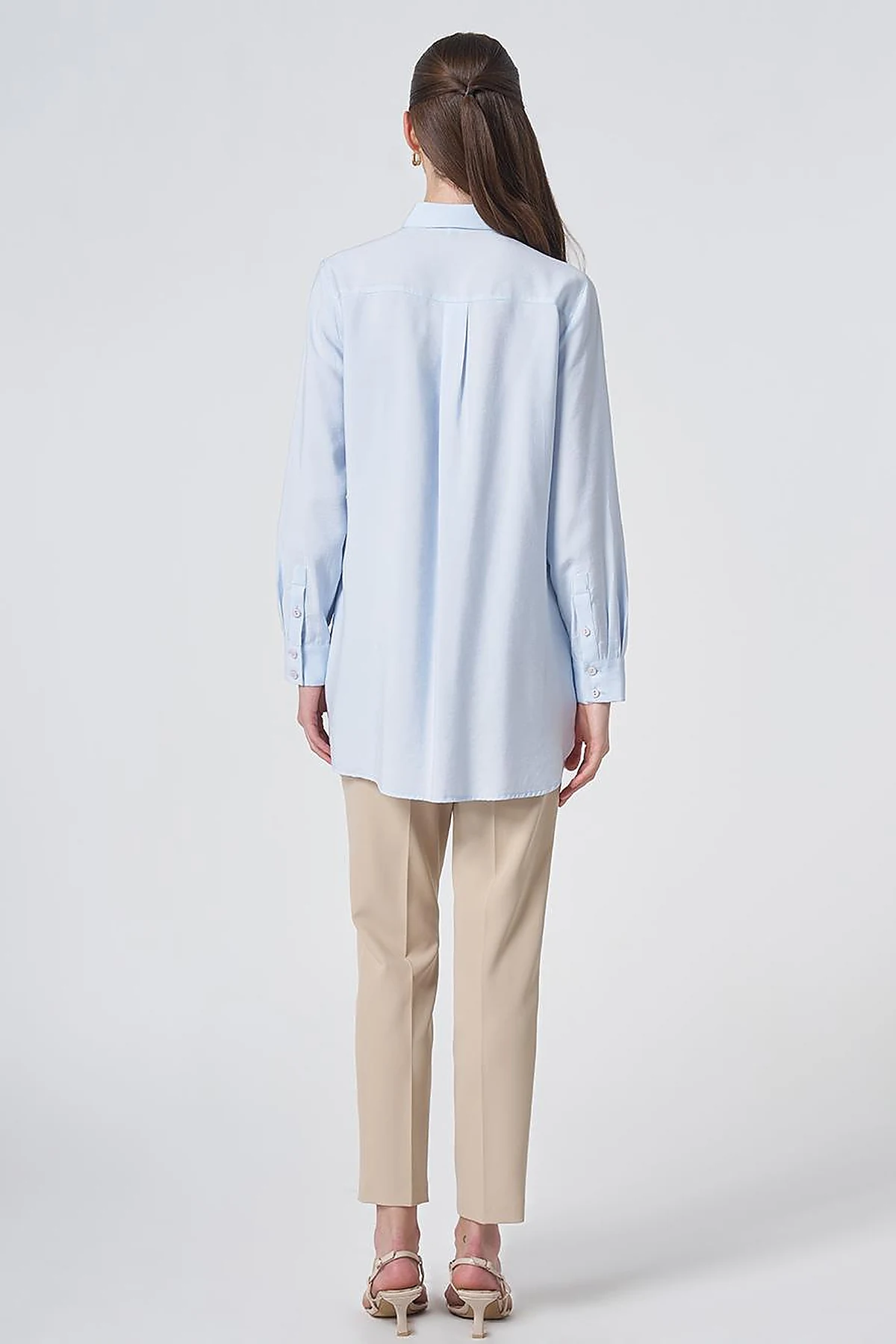 Shirt Collar Basic Modal Tunic – Blue