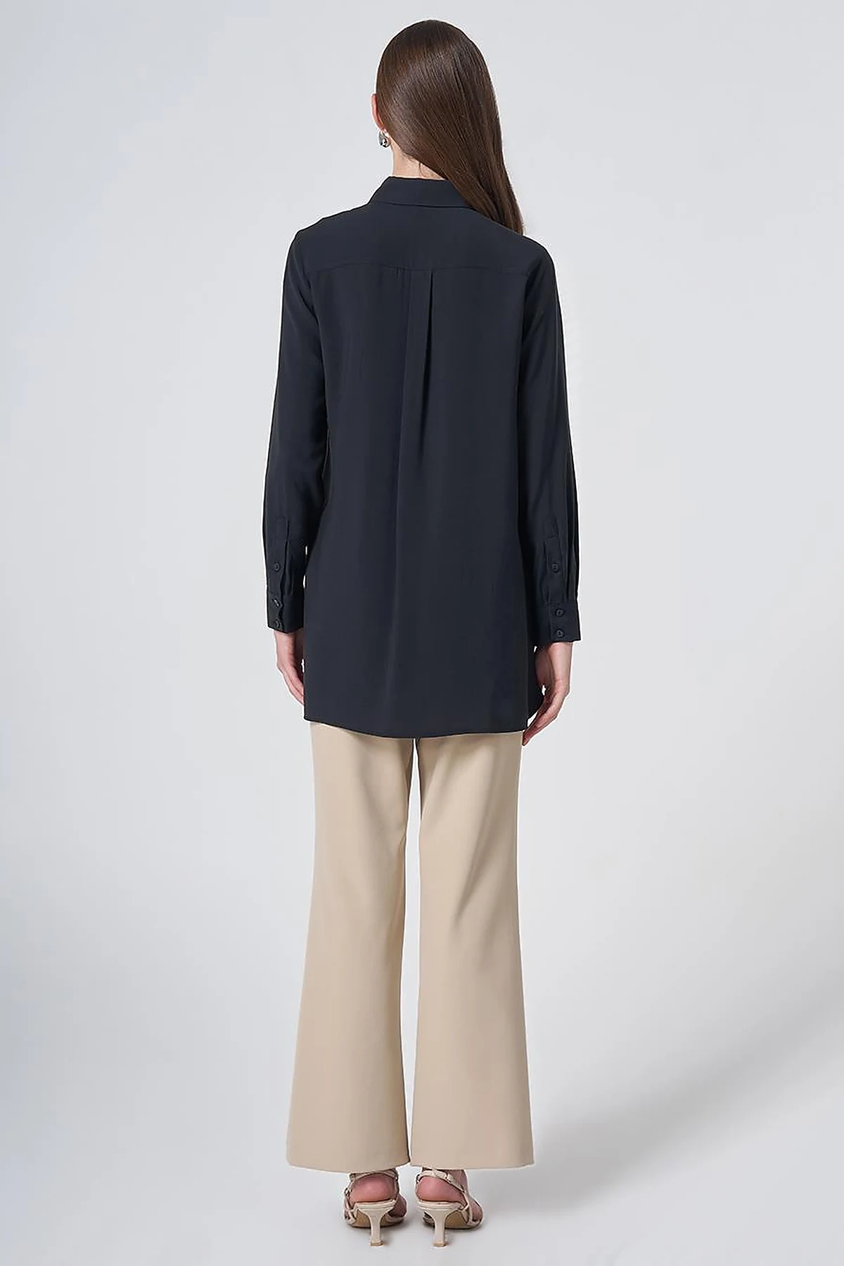 Shirt Collar Basic Modal Tunic – Black