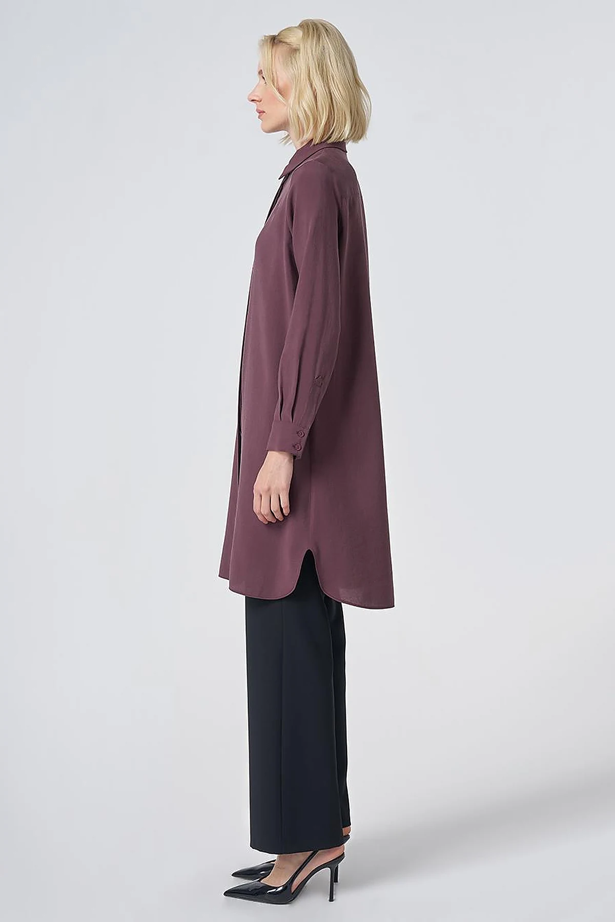 Hidden Placket Basic Modal Tunic – Burgundy
