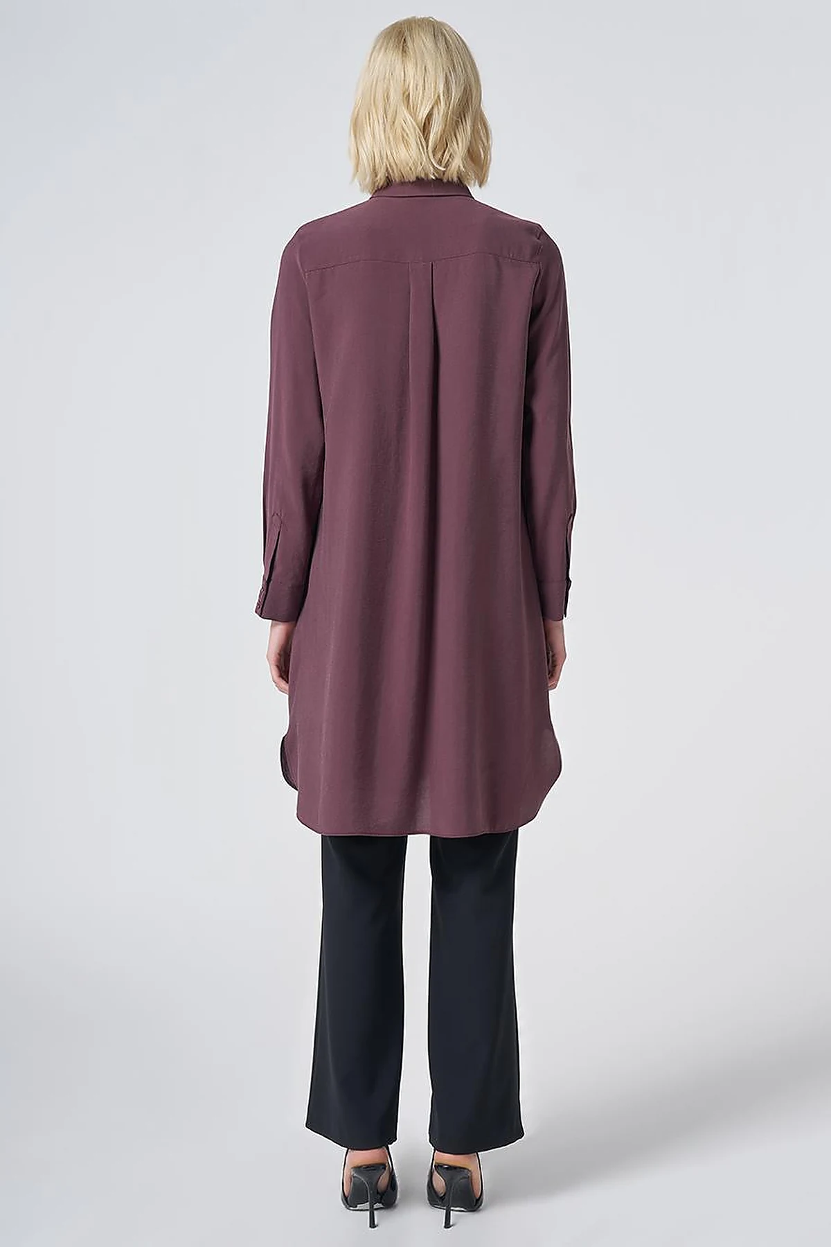 Hidden Placket Basic Modal Tunic – Burgundy