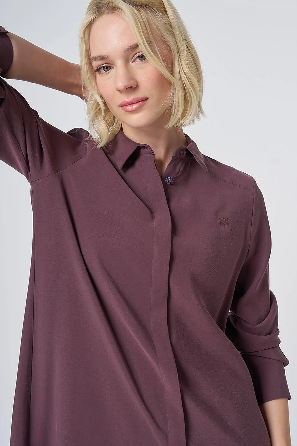 Hidden Placket Basic Modal Tunic – Burgundy