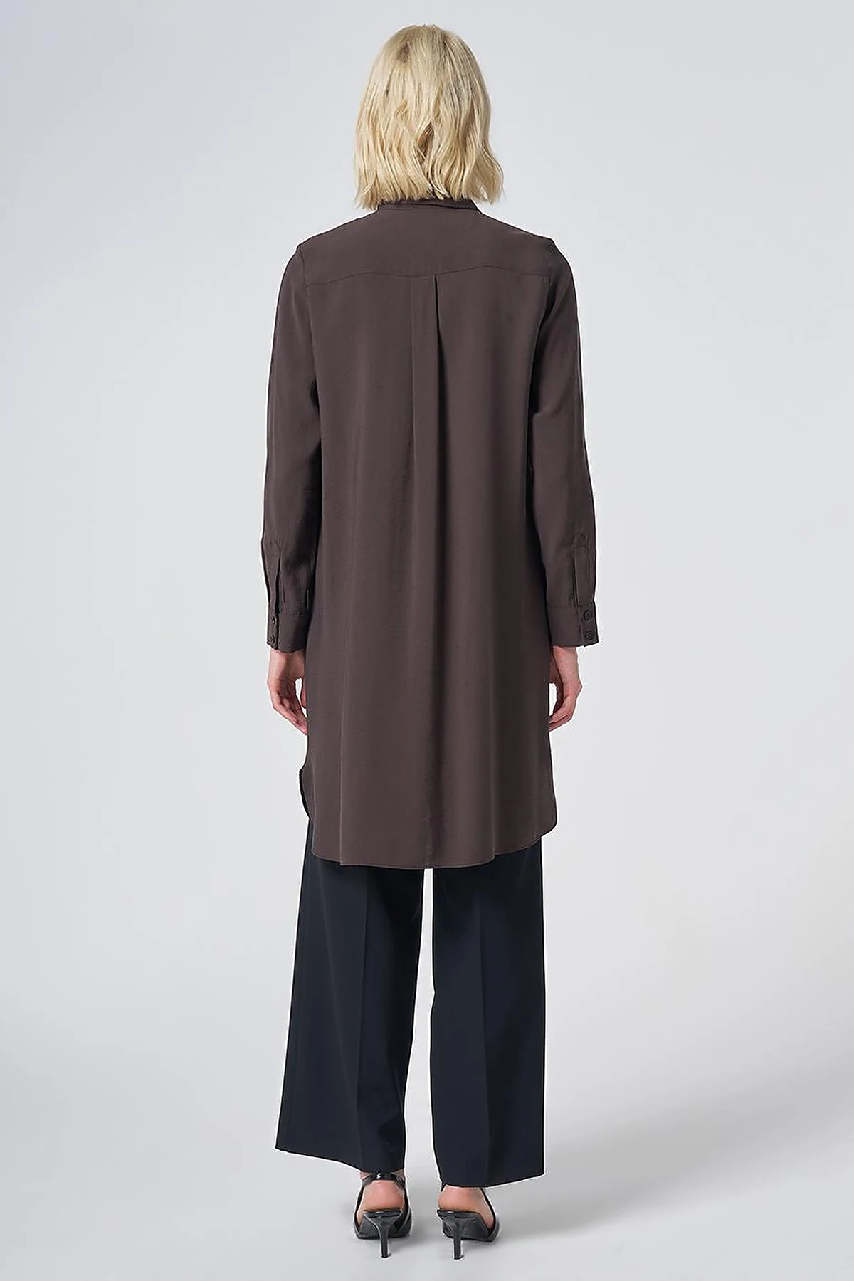 Hidden Placket Basic Modal Tunic – Brown