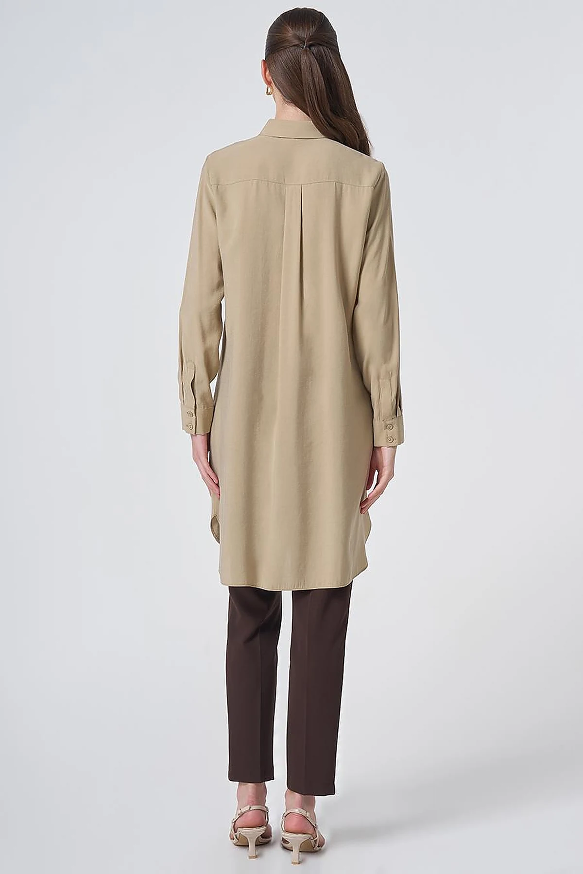 Hidden Placket Basic Modal Tunic – Sand Beige