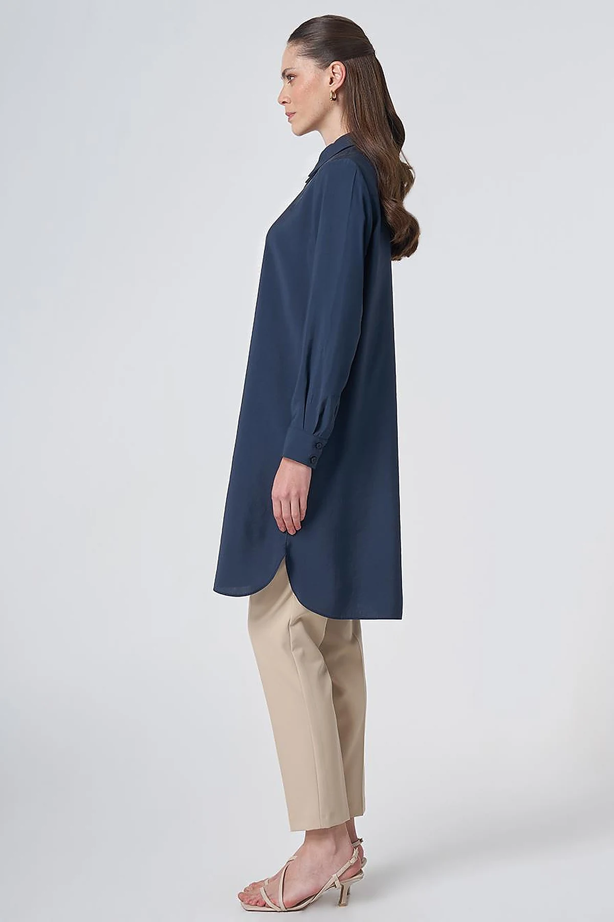 Hidden Placket Basic Modal Tunic – Navy
