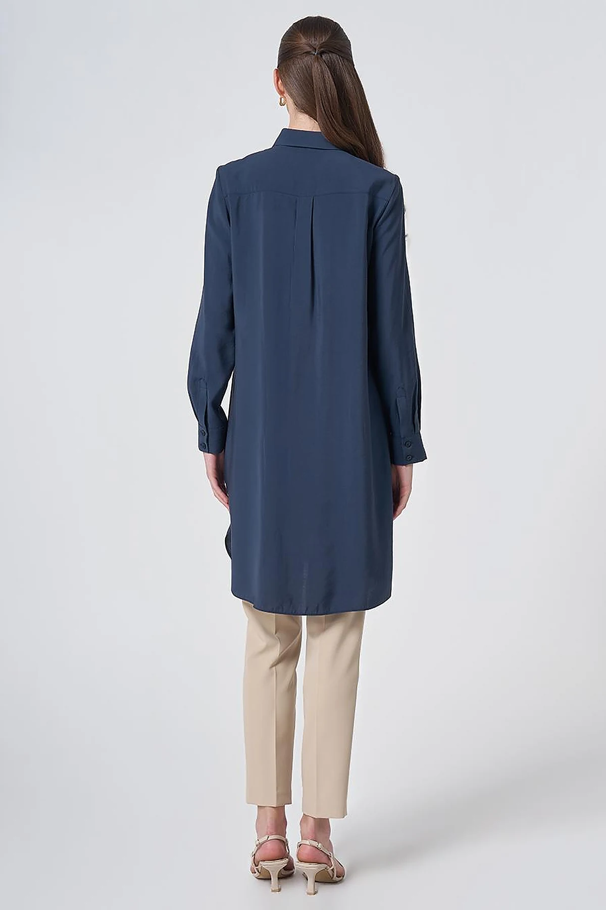 Hidden Placket Basic Modal Tunic – Navy