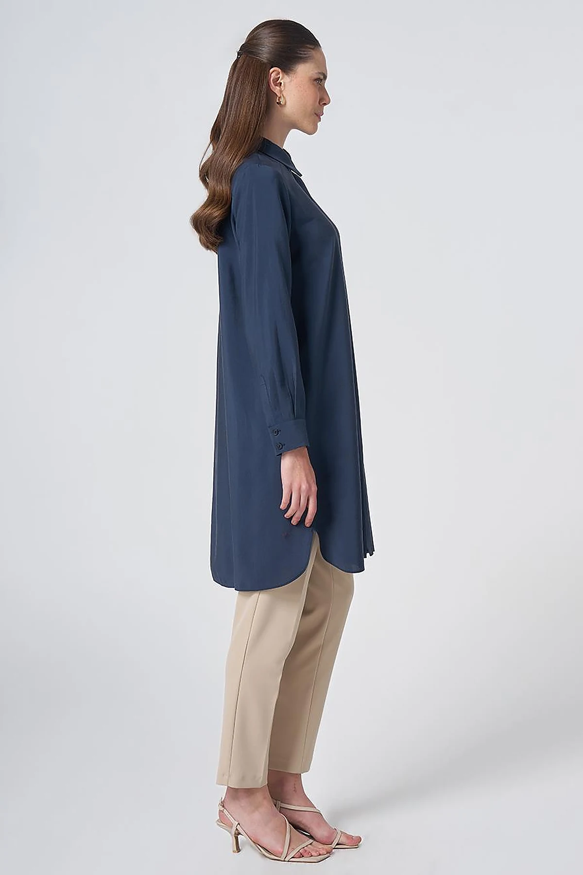 Hidden Placket Basic Modal Tunic – Navy