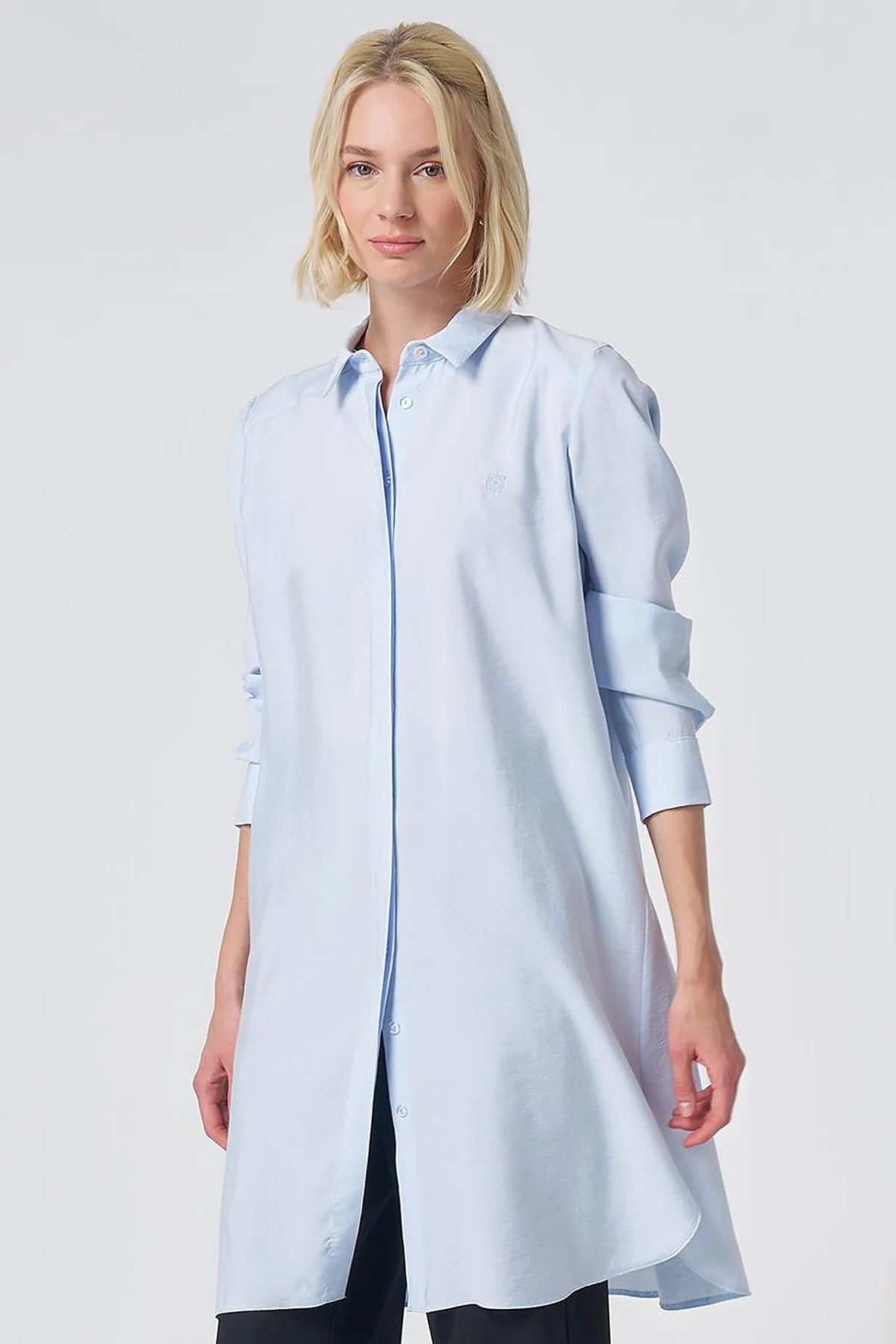 Hidden Placket Basic Modal Tunic – Blue