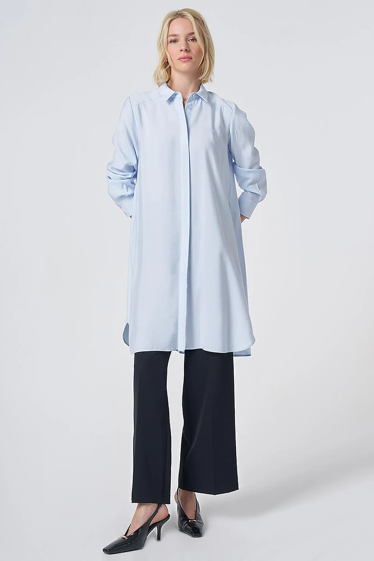 Hidden Placket Basic Modal Tunic – Blue