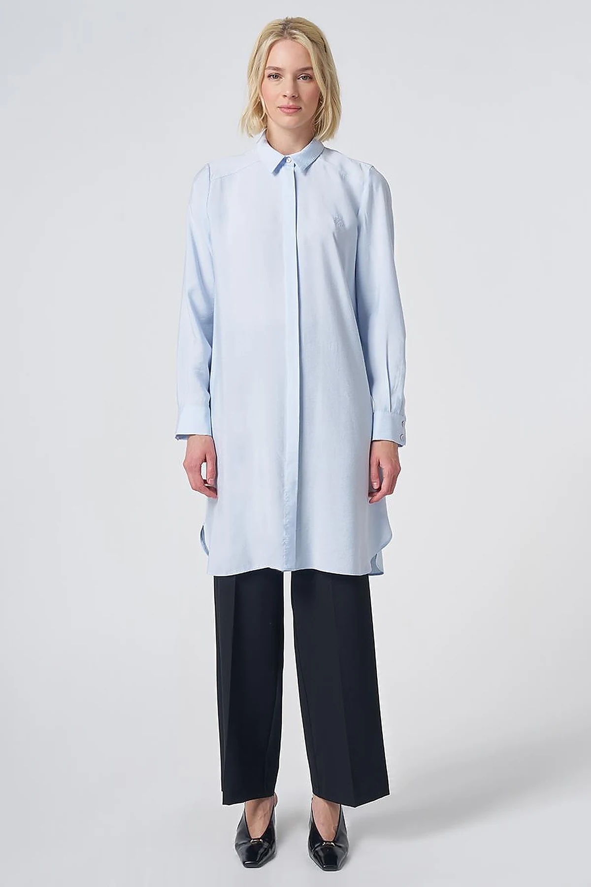 Hidden Placket Basic Modal Tunic – Blue