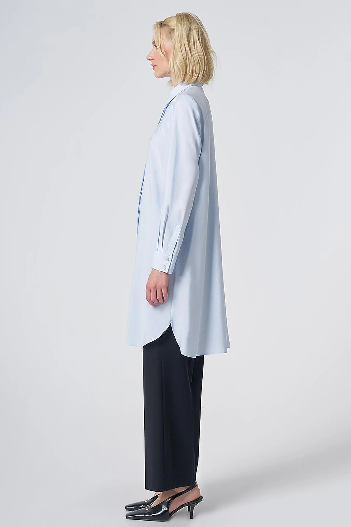 Hidden Placket Basic Modal Tunic – Blue