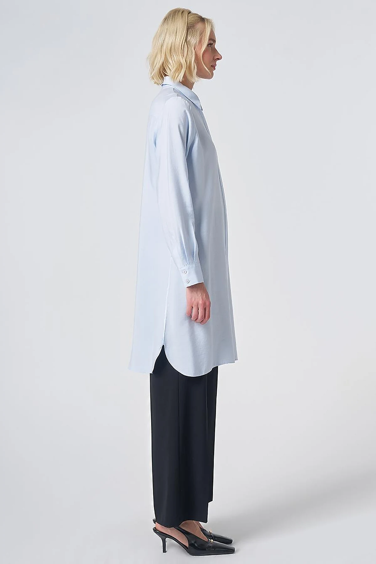 Hidden Placket Basic Modal Tunic – Blue