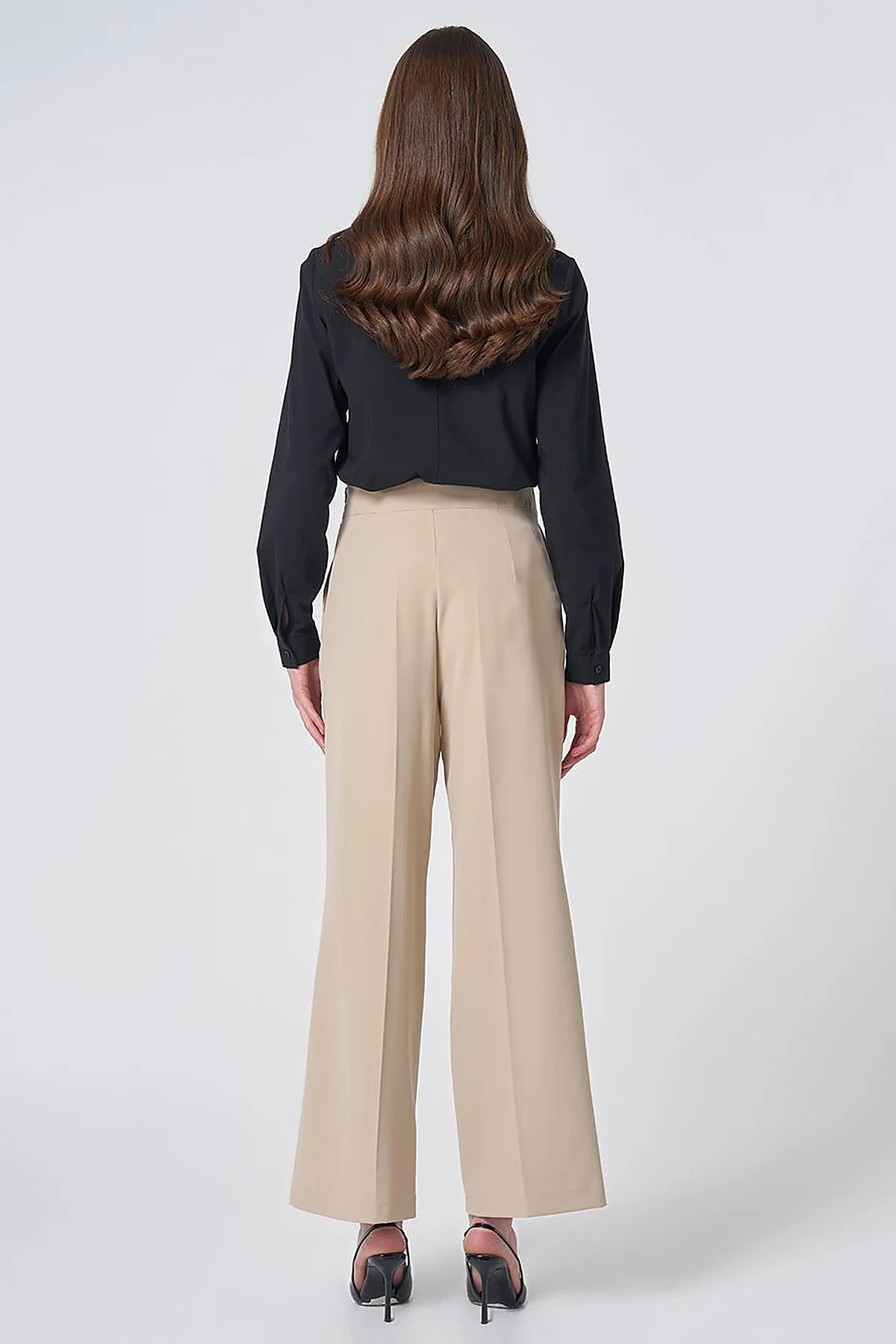 Basic Fabric Trousers with Crease Detail - Stone