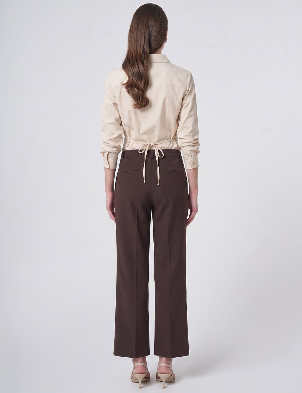 Pocket Detail Basic Tailored Trousers – Dark Brown