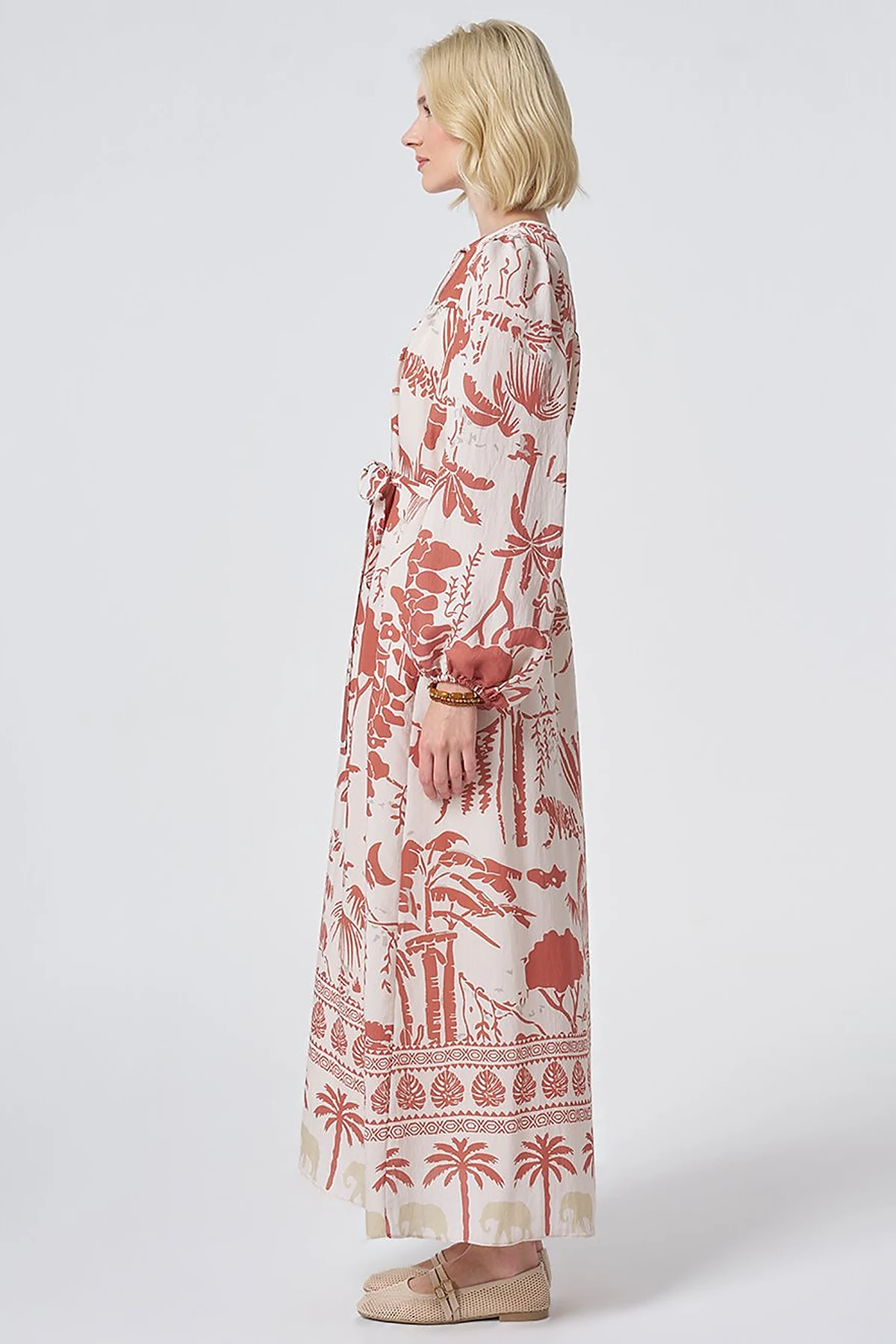 Tropical Patterned Modal Dress Terracotta