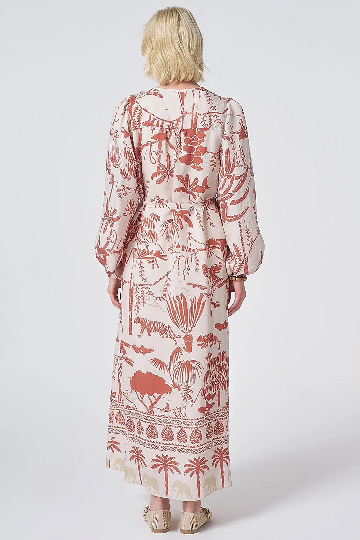 Tropical Patterned Modal Dress Terracotta