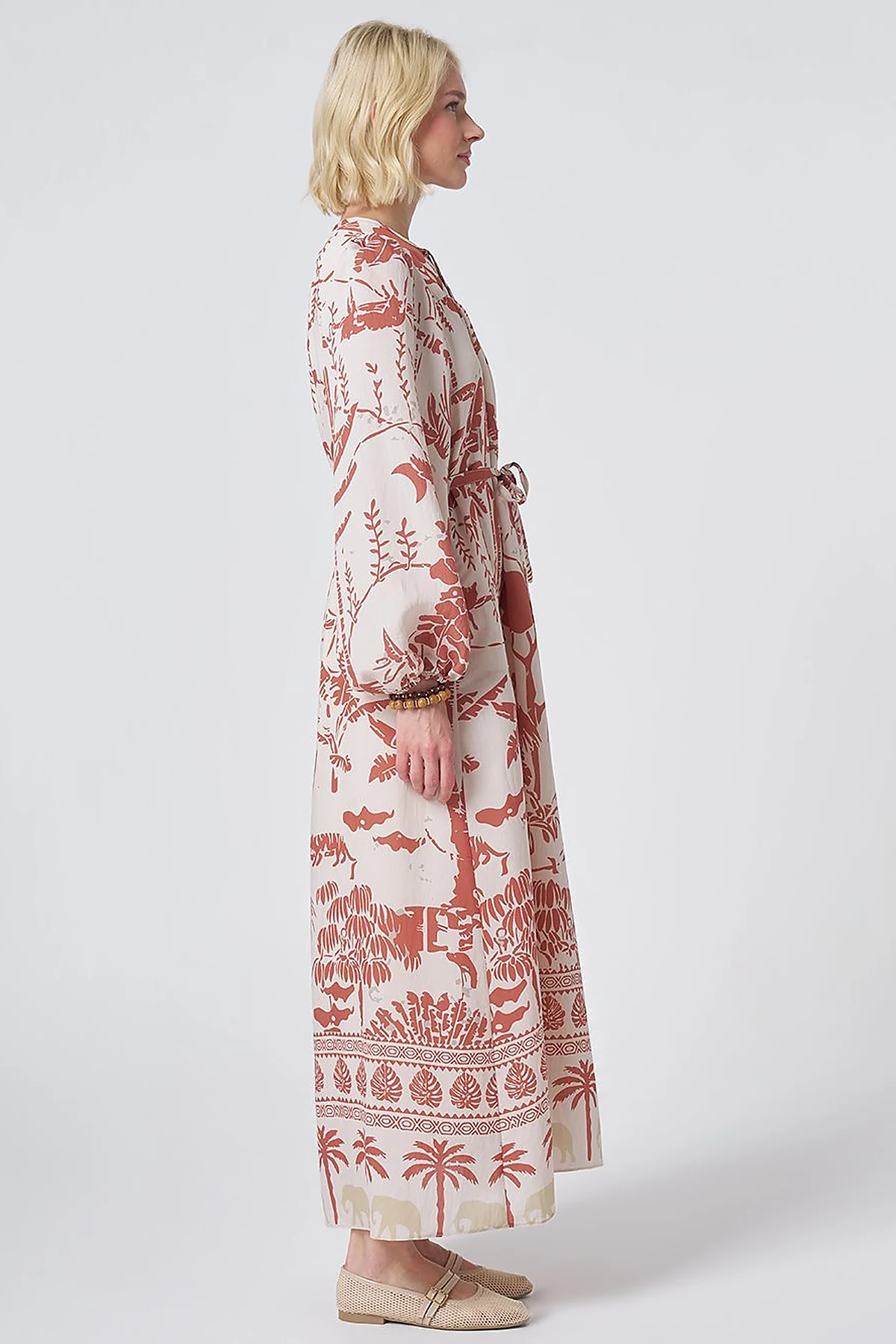 Tropical Patterned Modal Dress Terracotta