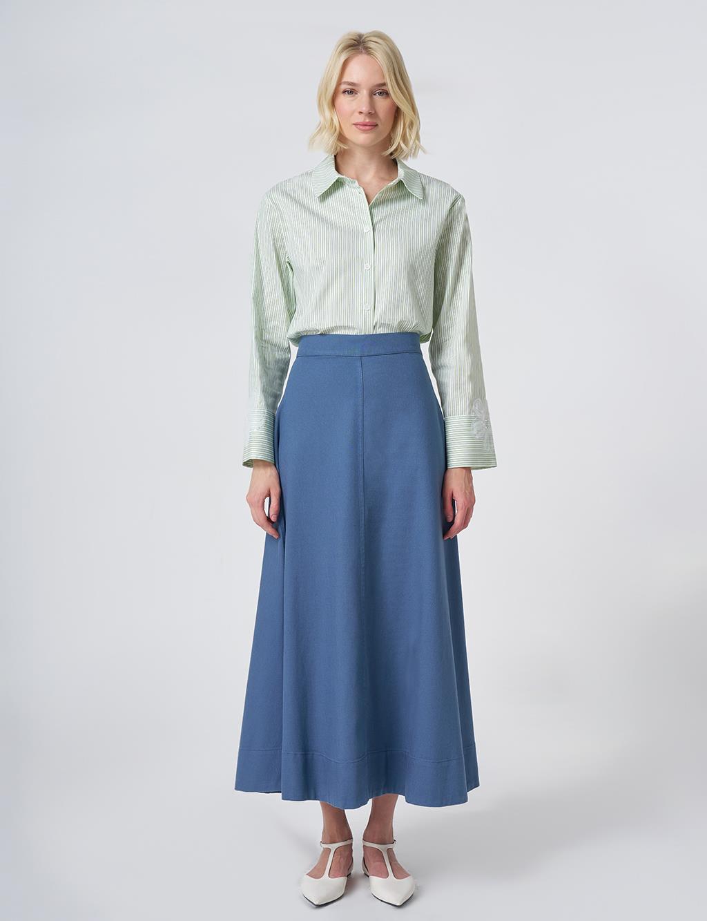 Punto Stitched Non Denim Skirt Indigo