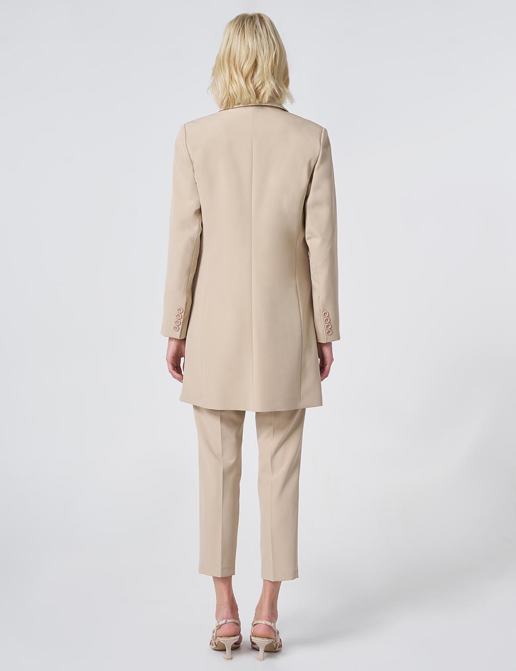 Basic Notched Collar Blazer Jacket – Stone
