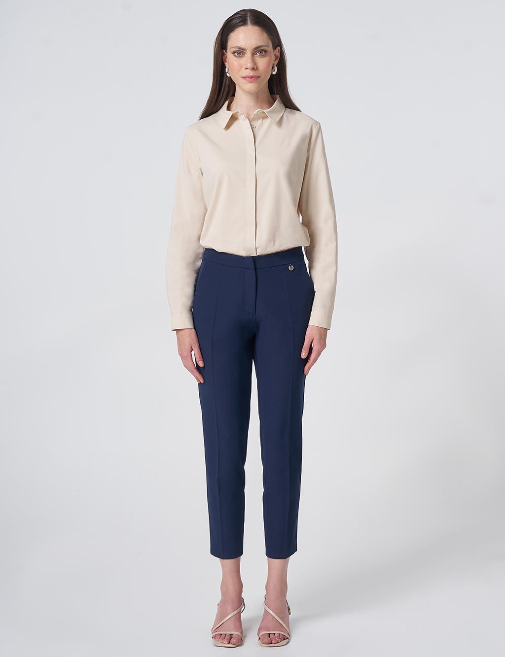 Pocket Detail Basic Tailored Trousers – Navy