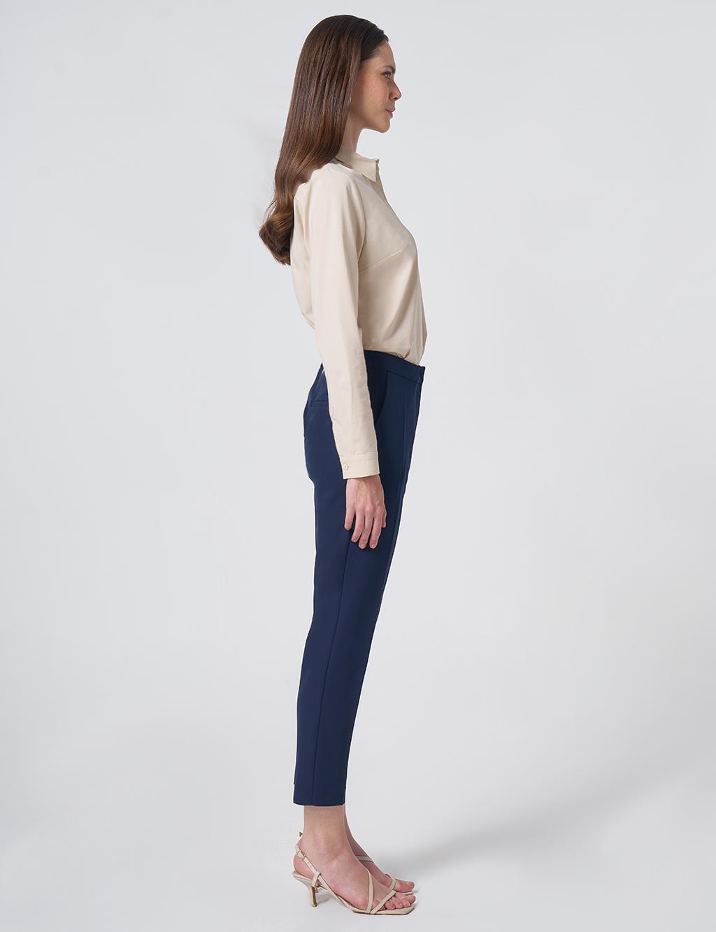 Pocket Detail Basic Tailored Trousers – Navy
