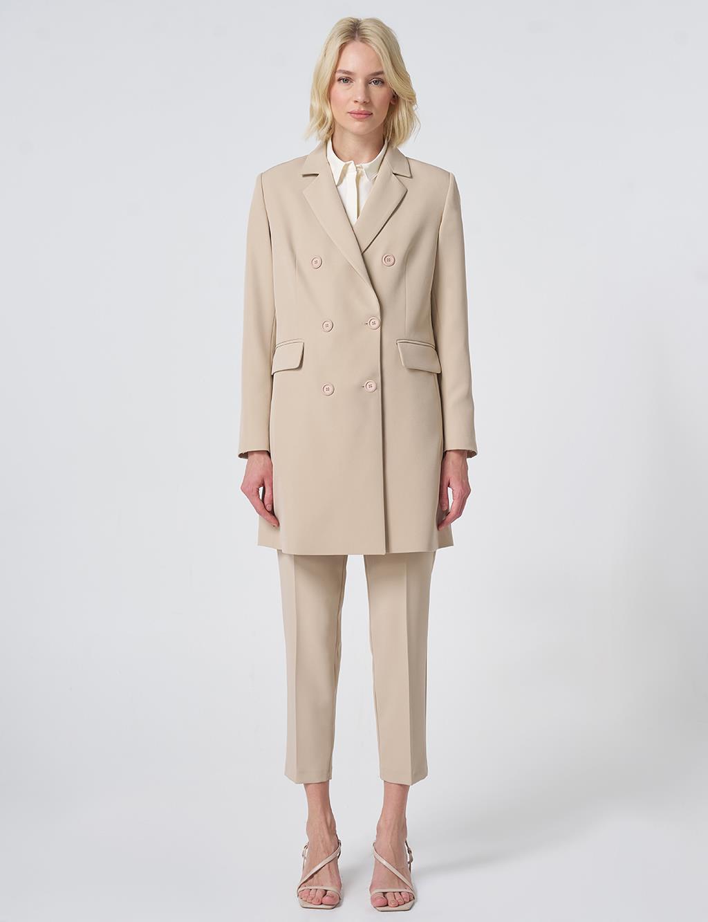 Basic Notched Collar Blazer Jacket – Stone