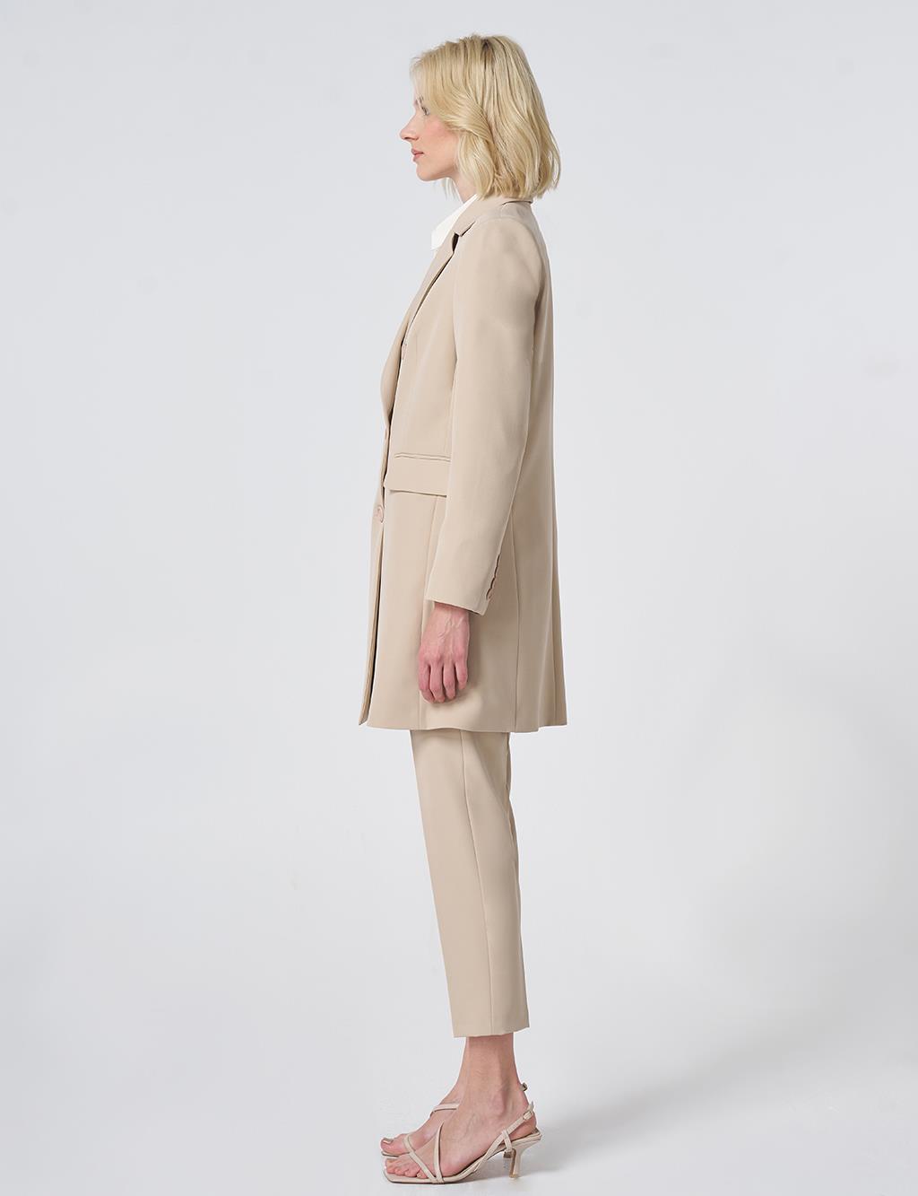 Basic Notched Collar Blazer Jacket – Stone