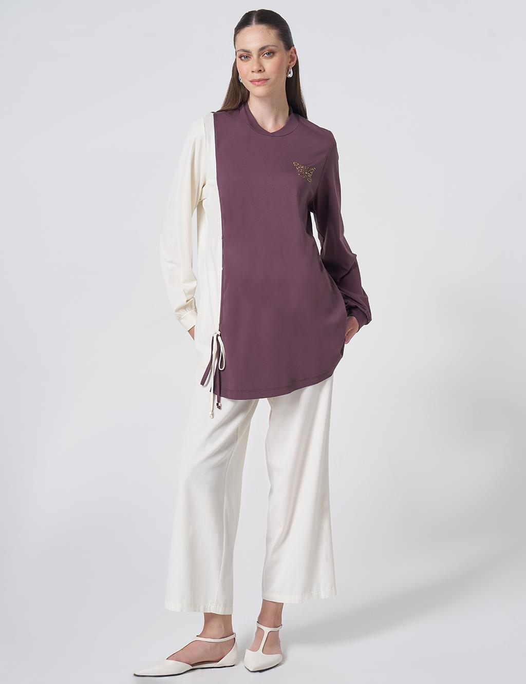 Gathered Detail Jersey Tunic Cocoa Brown