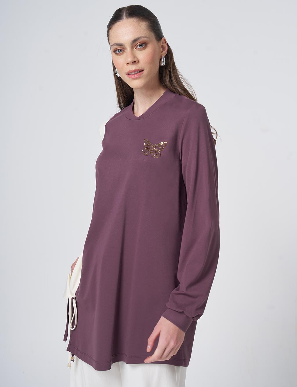 Gathered Detail Jersey Tunic Cocoa Brown