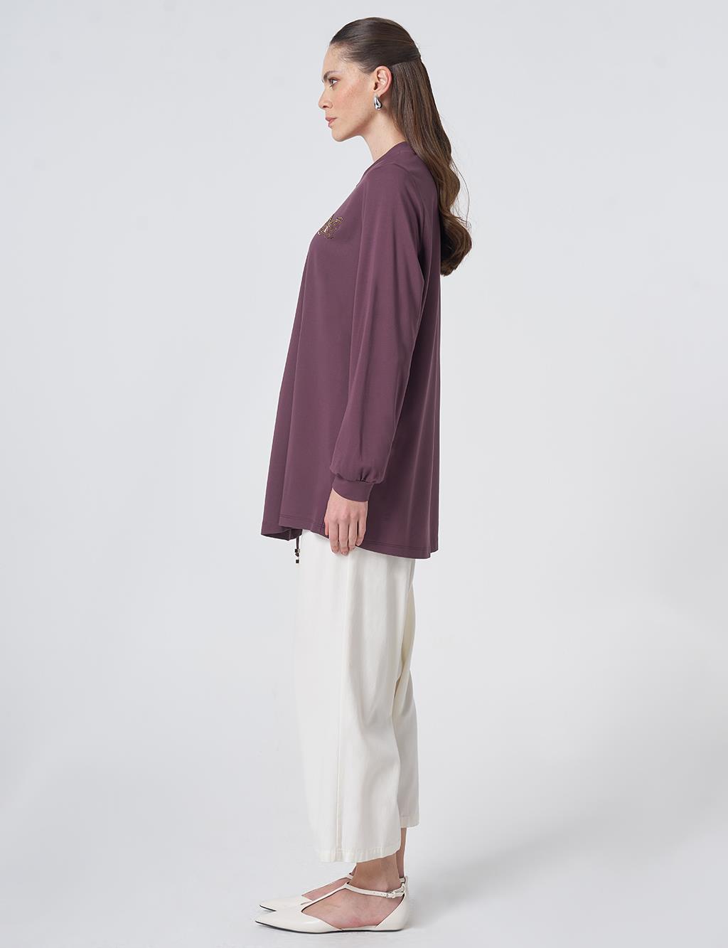 Gathered Detail Jersey Tunic Cocoa Brown