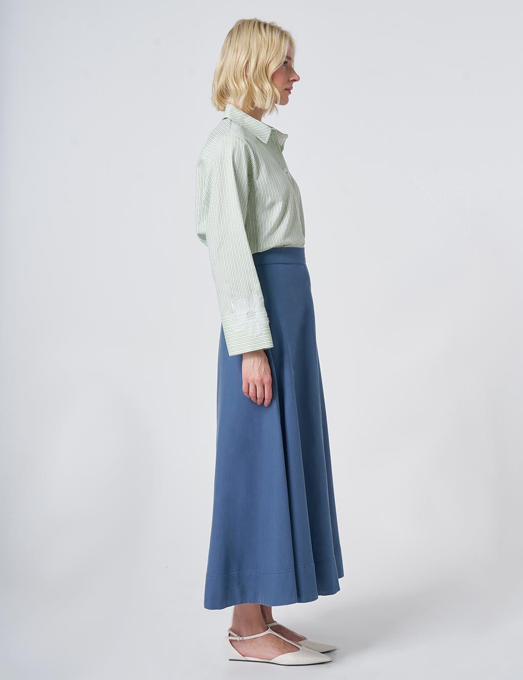 Punto Stitched Non Denim Skirt Indigo