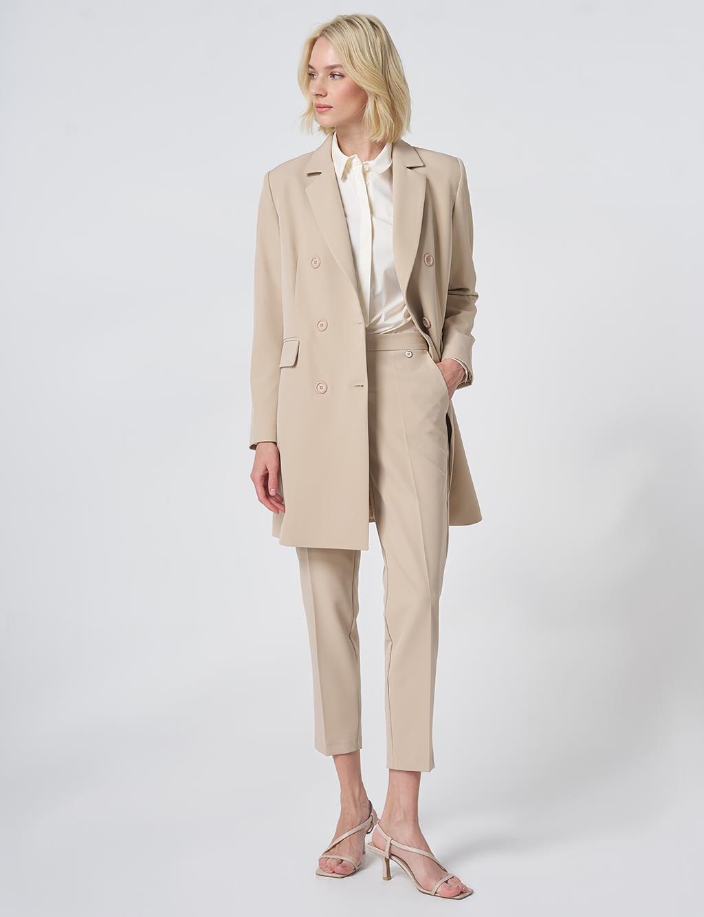Basic Notched Collar Blazer Jacket – Stone