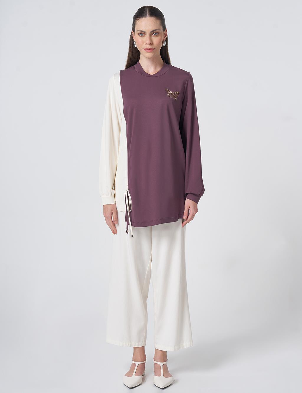 Gathered Detail Jersey Tunic Cocoa Brown