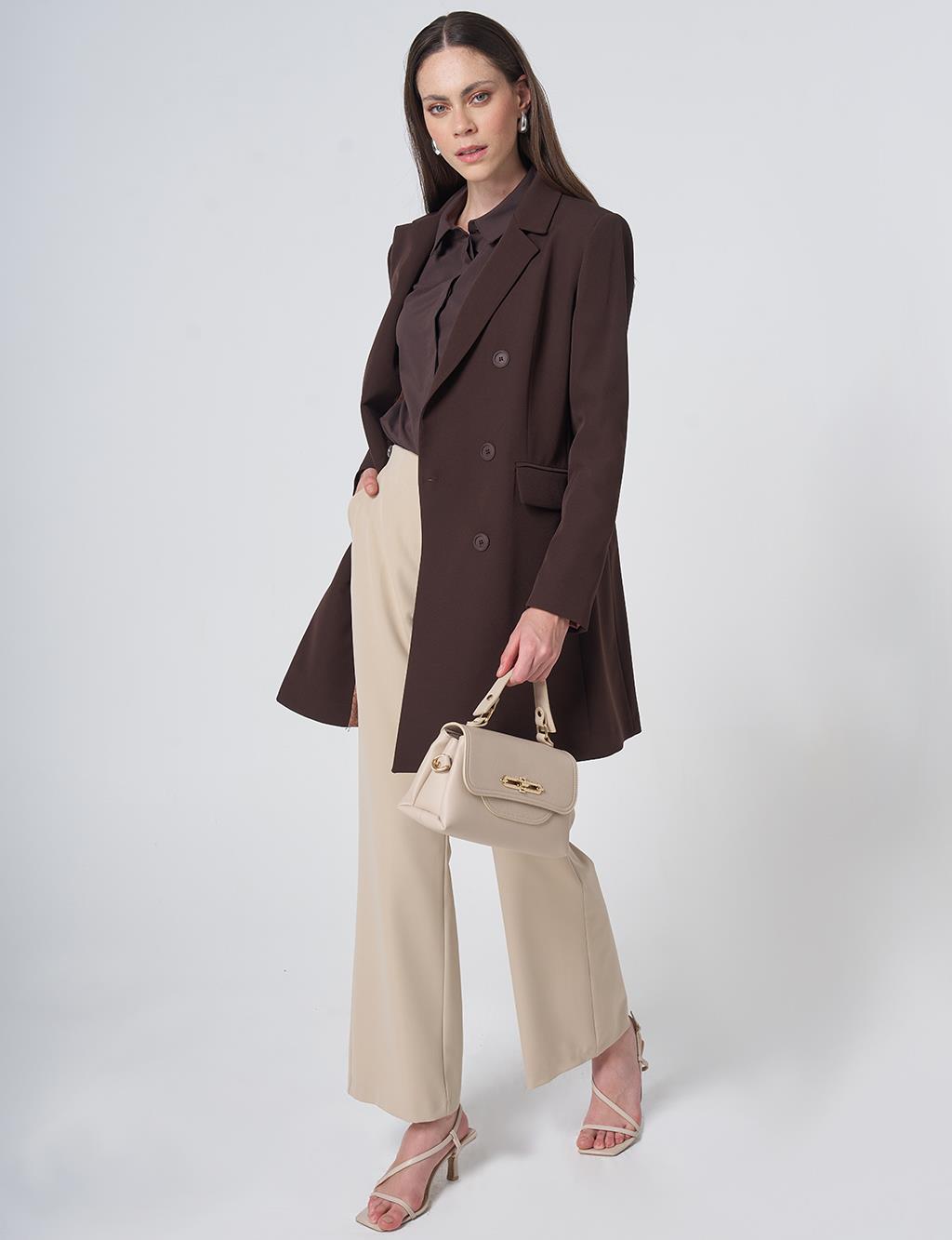 Basic Notched Collar Blazer Jacket – Dark Brown