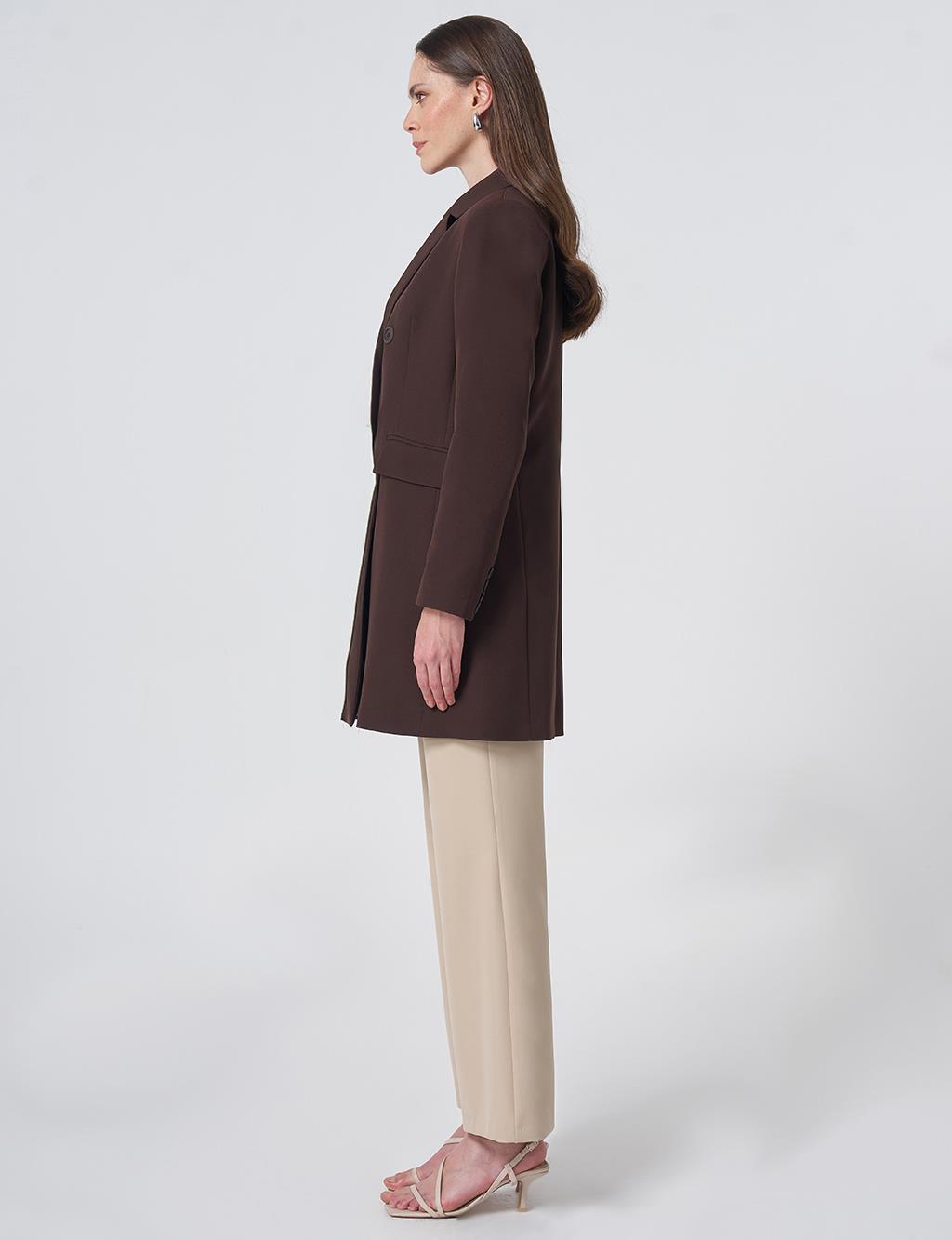 Basic Notched Collar Blazer Jacket – Dark Brown