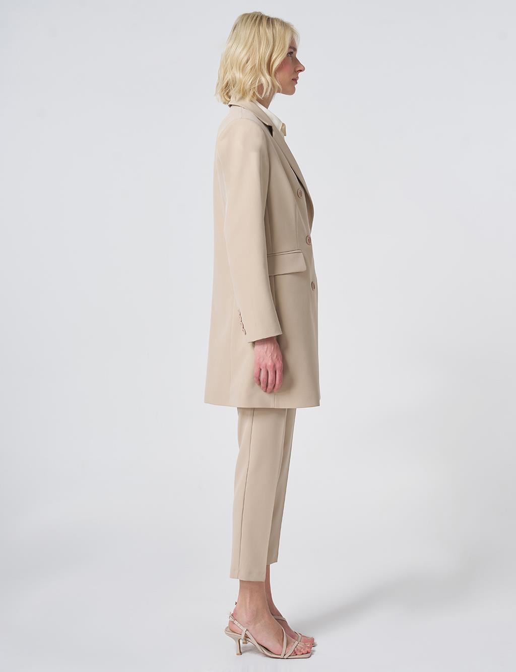 Basic Notched Collar Blazer Jacket – Stone