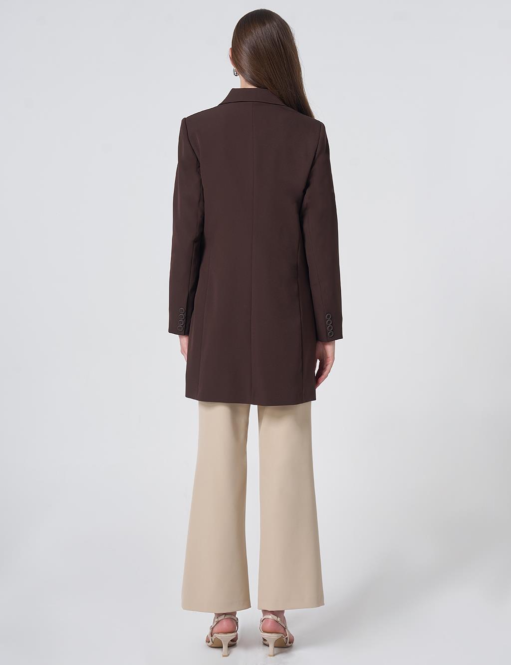 Basic Notched Collar Blazer Jacket – Dark Brown